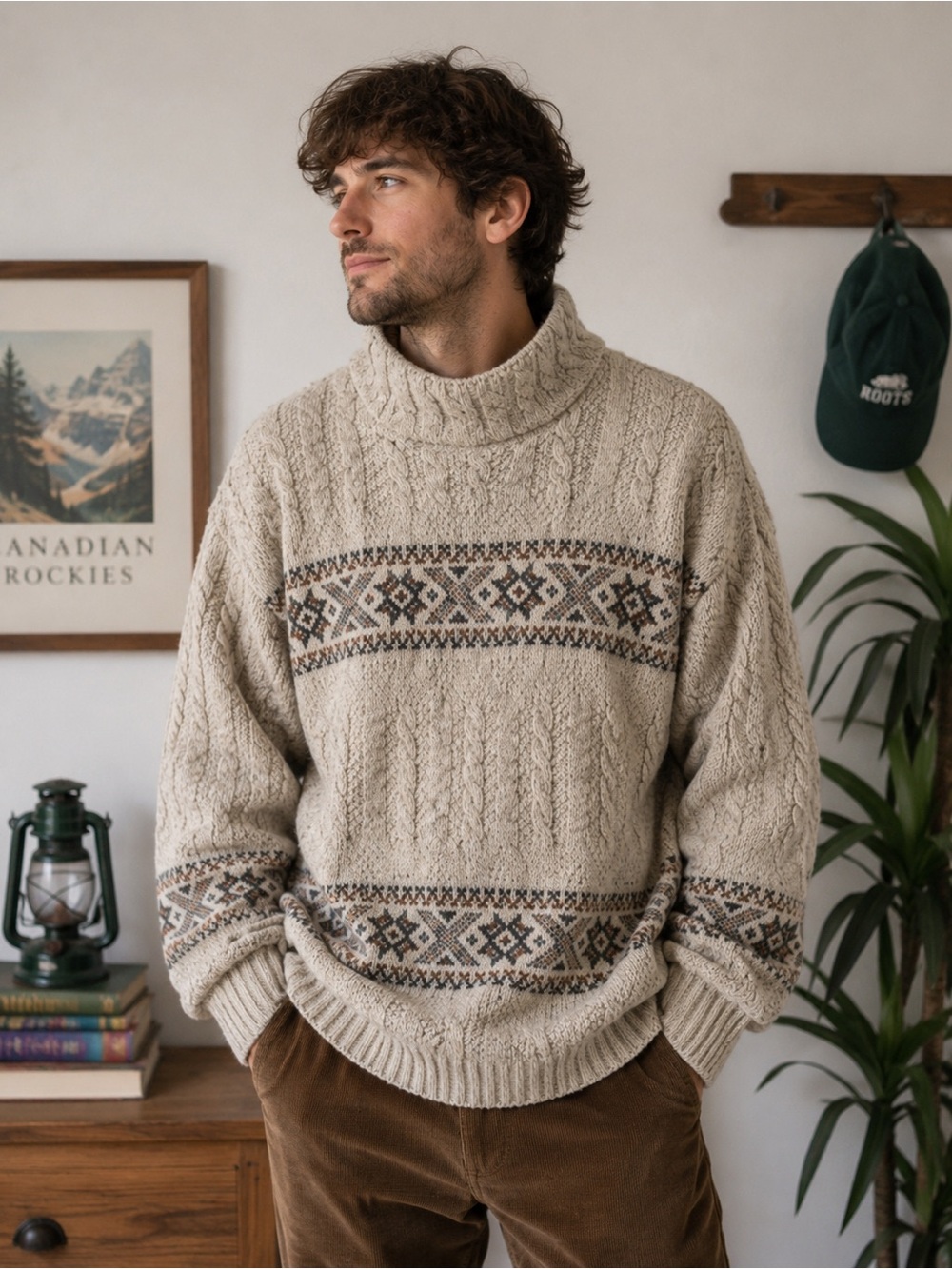 Vintage Sketch Vancouver Nordic Knit Sweater XL Canada Made Grandpacore Cabine